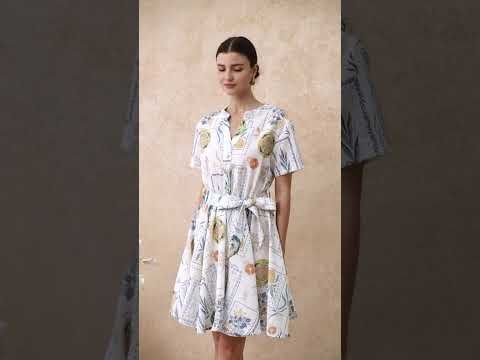 Fruit Paradise Printed V-Neck Flare Dress