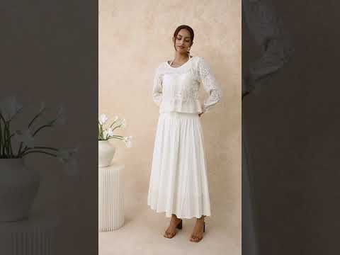 Tapework Lace Decor Semi-Sheer Cotton Top