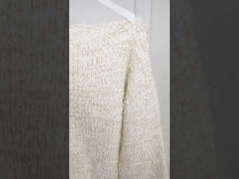 Fuzzy Metallic Thread Chunky Knit Crop Sweater in Lilac