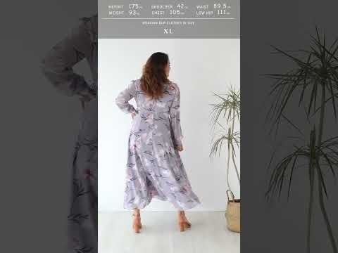 Stunning Lavender Floral Print Wrap Chiffon Maxi Dress
