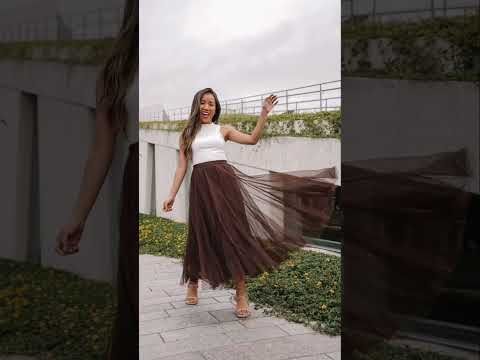 My Secret Garden Tulle Maxi Skirt in Brown
