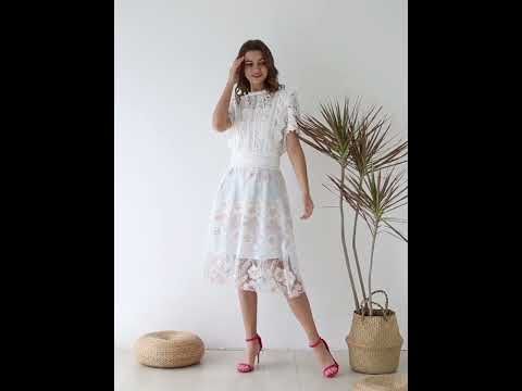 Lush Leaves Crochet Top in White