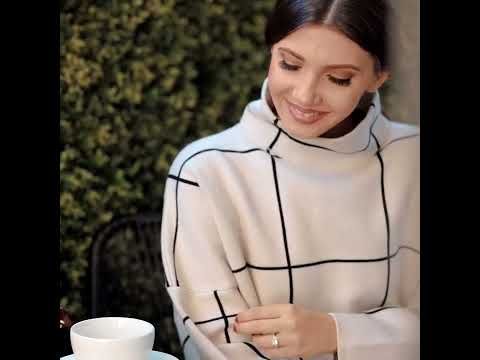 Grid Turtleneck Sweater