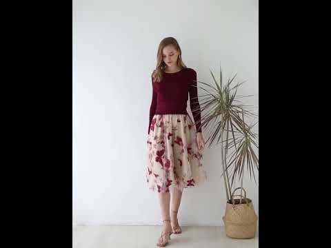 3D Butterfly Mesh Spliced Knit Dress in Red