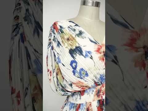 Vernal Blossom Pleated Maxi Dress