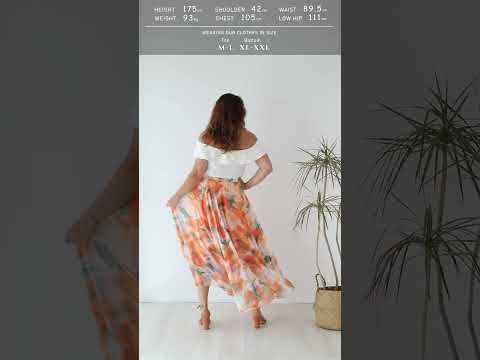 Orange Blossom Watercolor Maxi Skirt