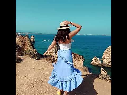 Applause of Ruffle Tiered Frill Hem Skirt in Blue Stripes