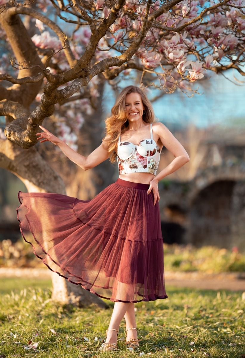Blooming Flower Bustier Crop Top in White