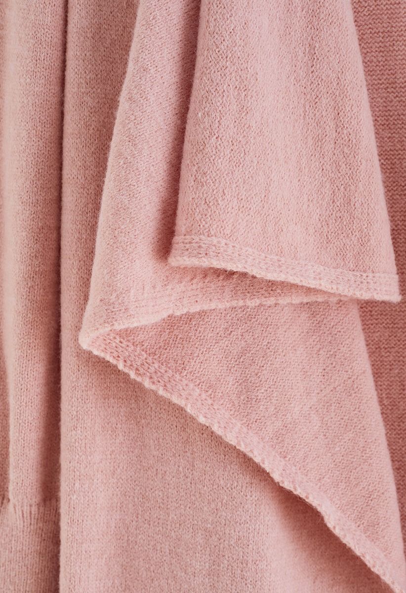 Waterfall Longline Knit Cardigan in Pink