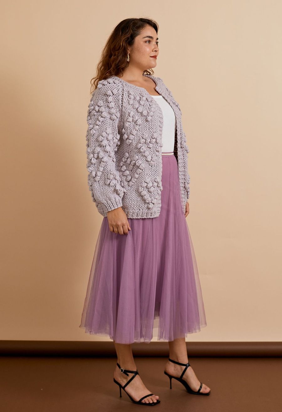 Knit Your Love Cardigan in Lavender