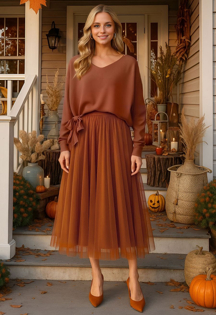 My Secret Garden Tulle Maxi Skirt in Pumpkin Halloween Costumes