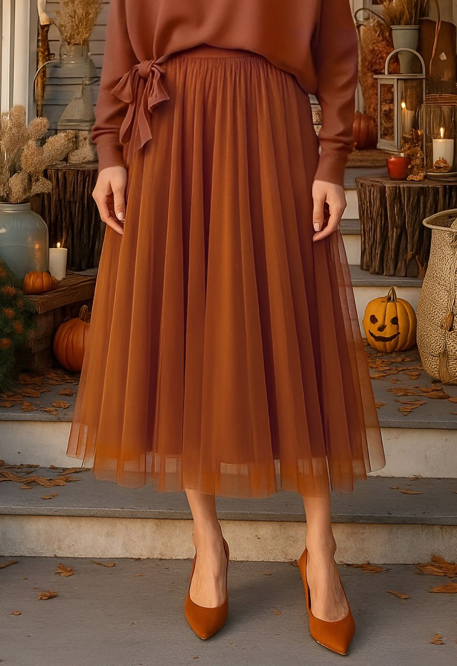 My Secret Garden Tulle Maxi Skirt in Pumpkin Halloween Costumes