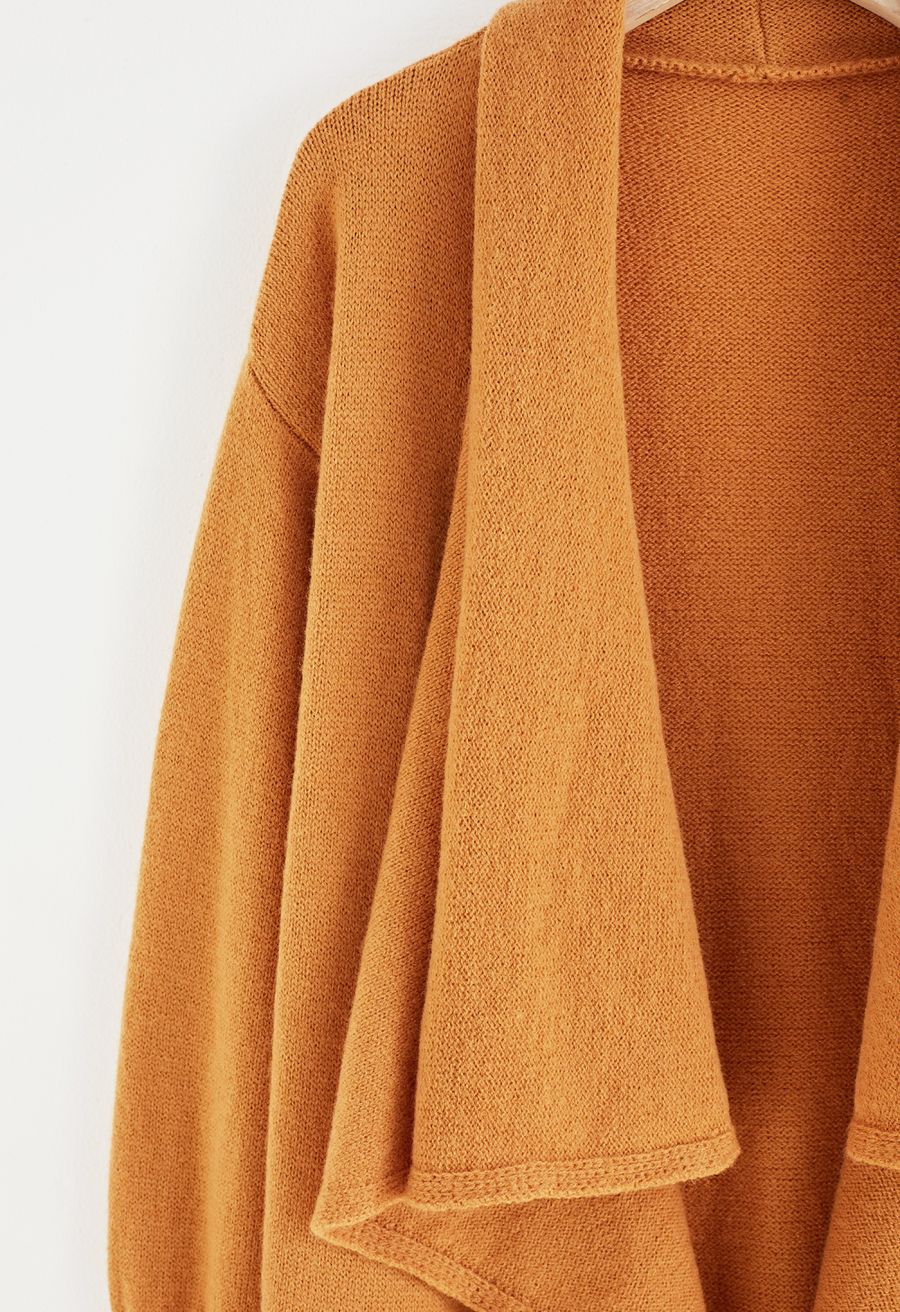 Waterfall Longline Knit Cardigan in Pumpkin