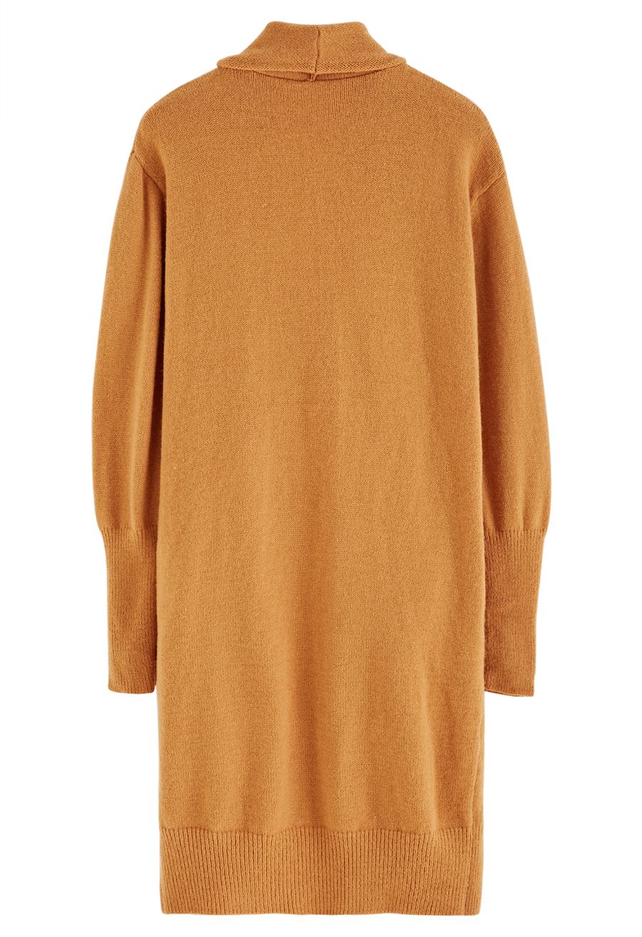 Waterfall Longline Knit Cardigan in Pumpkin