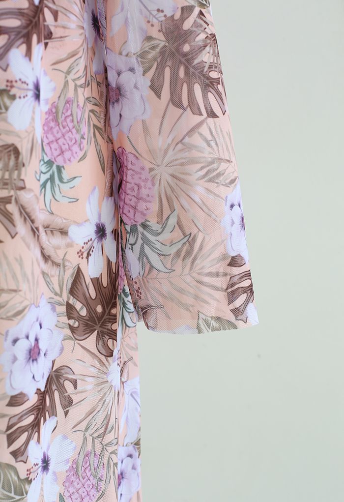 Fresh Floral Crisscross Front Bikini Cover-Up Set in Pink