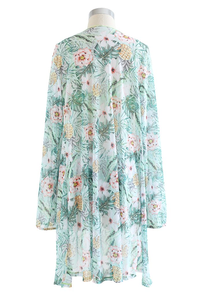 Fresh Floral Crisscross Front Bikini Cover-Up Set in Light Green