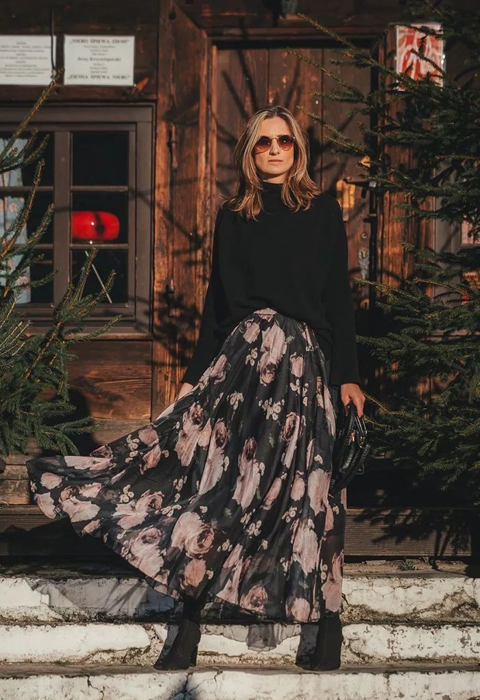 Pink Rose Watercolor Maxi Skirt