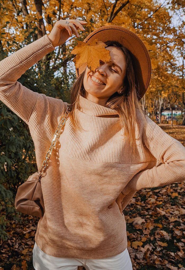Cozy Ribbed Turtleneck Sweater in Linen