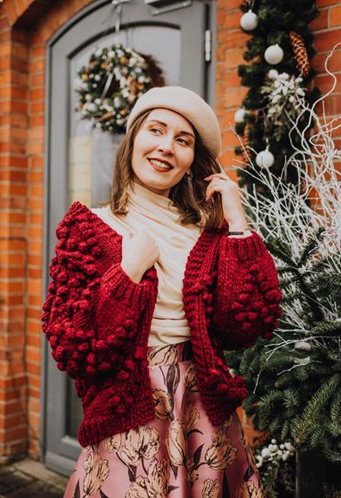 Knit Your Love Cardigan in Wine