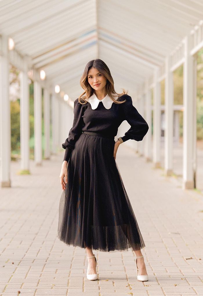 My Secret Garden Tulle Maxi Skirt in Black