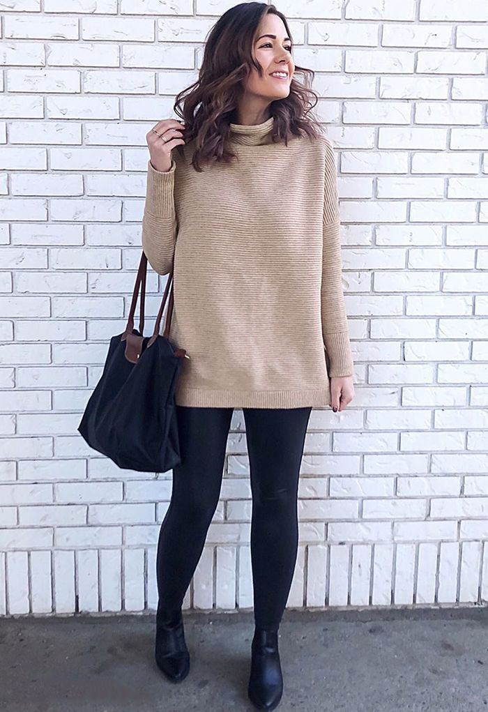 Cozy Ribbed Turtleneck Sweater in Linen