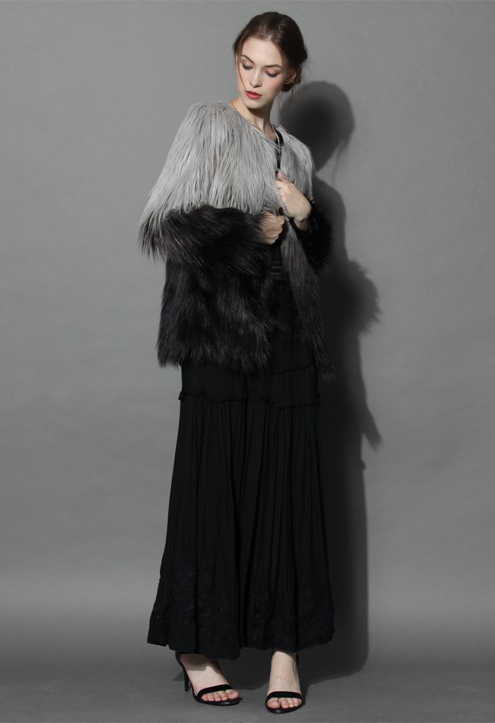 Super Star Dip Dyed Faux Fur Coat