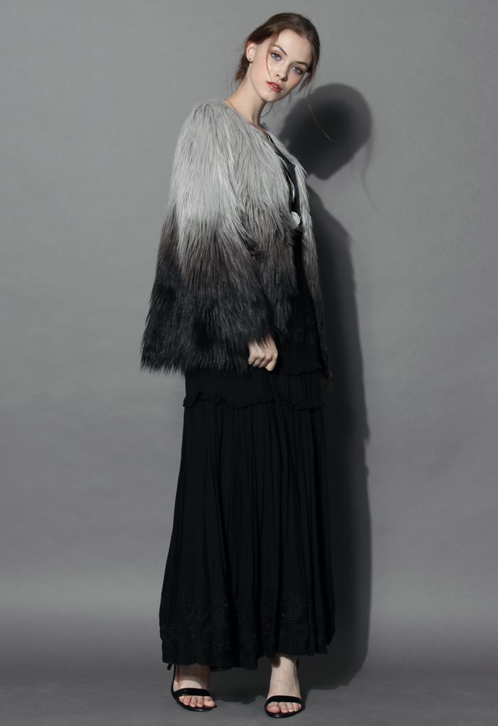 Super Star Dip Dyed Faux Fur Coat