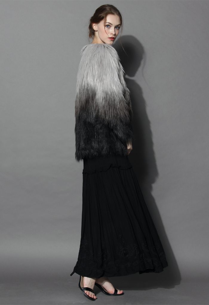 Super Star Dip Dyed Faux Fur Coat