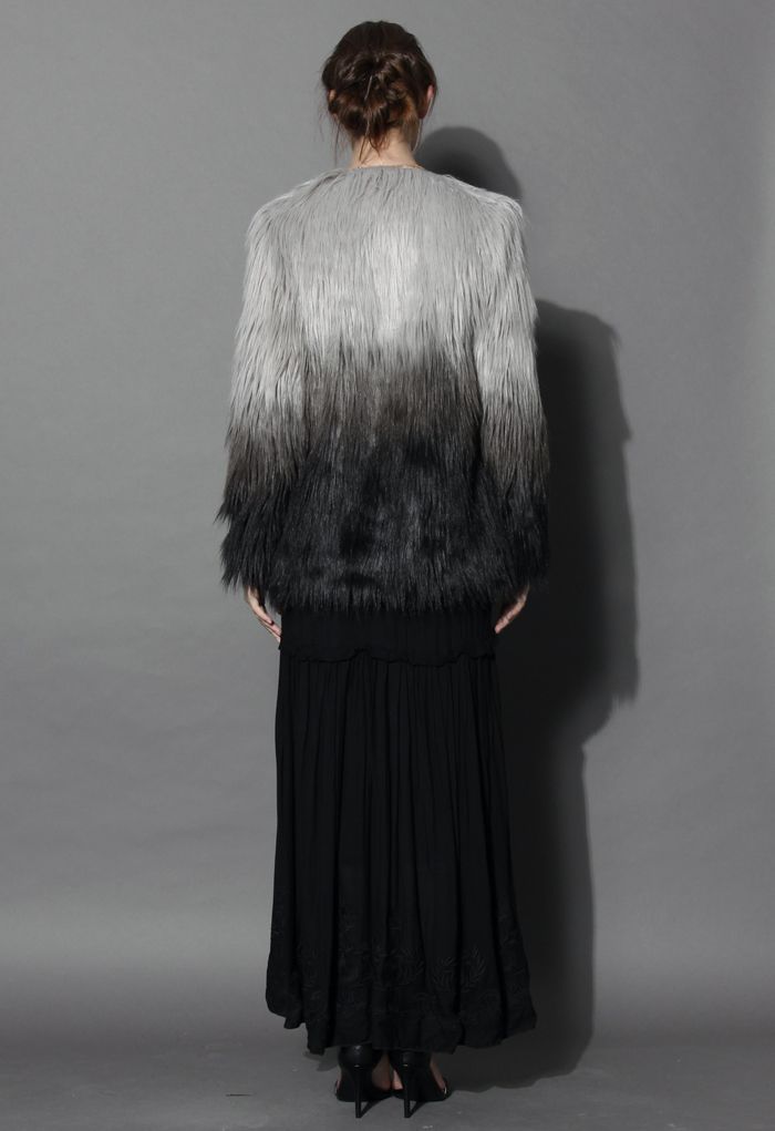 Super Star Dip Dyed Faux Fur Coat