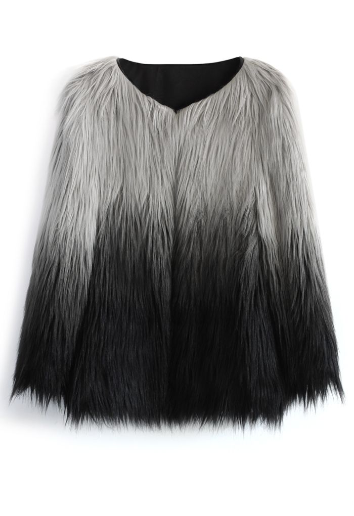 Super Star Dip Dyed Faux Fur Coat
