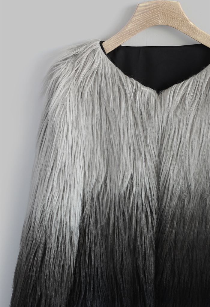 Super Star Dip Dyed Faux Fur Coat