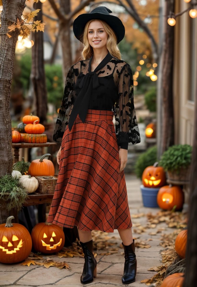 Velvet Bats Puff Sleeve Buttoned Mesh Shirt Halloween Costumes