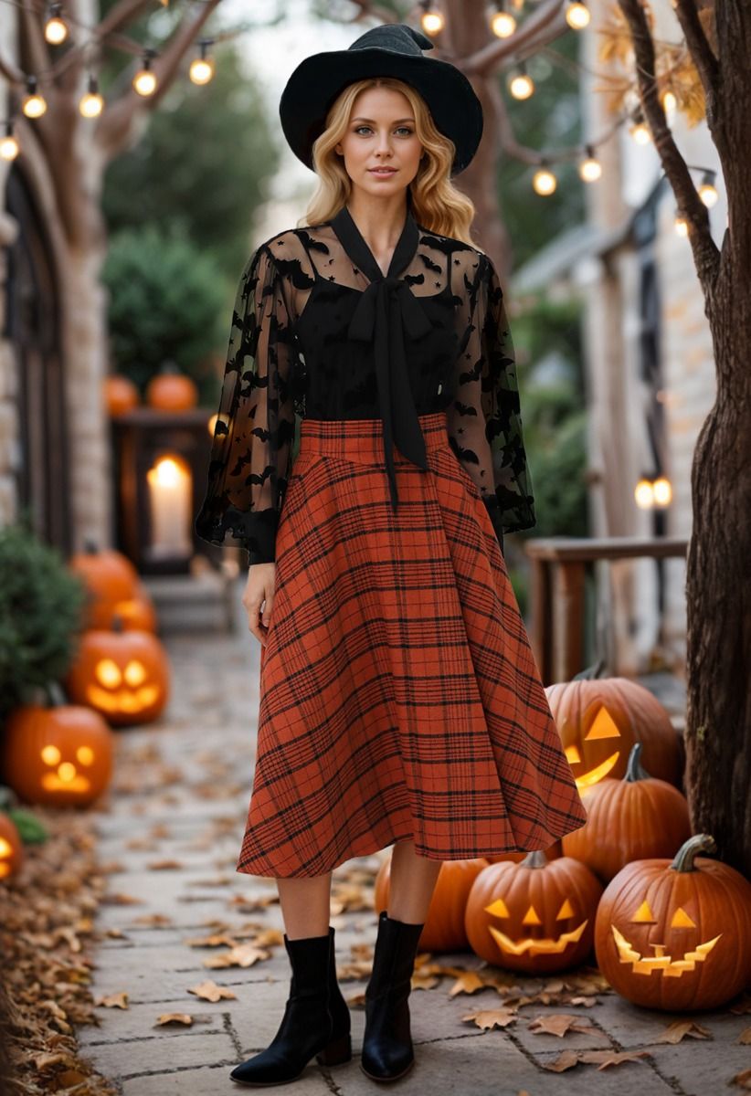 Velvet Bats Puff Sleeve Buttoned Mesh Shirt Halloween Costumes