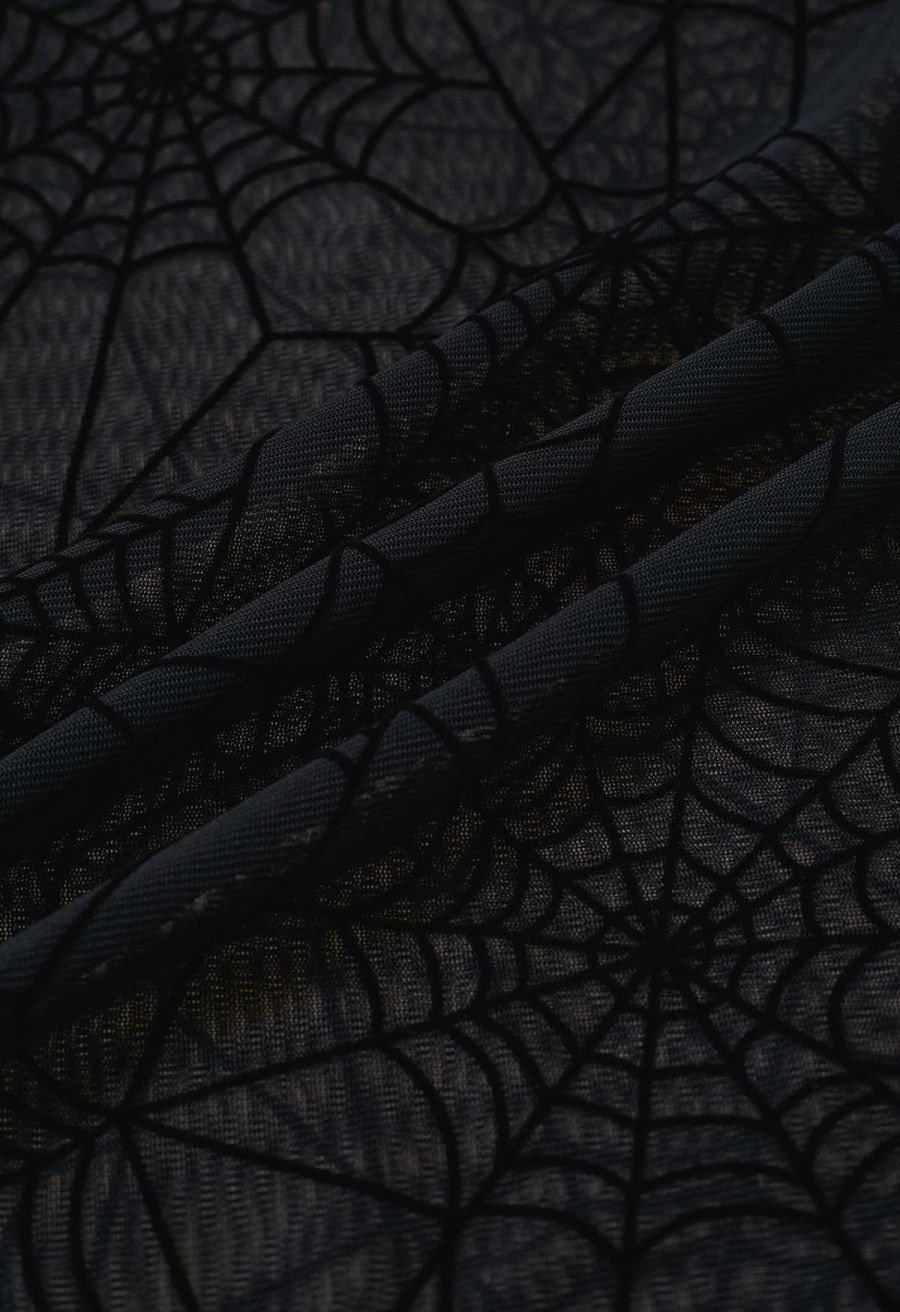 Spider Web Semi-Sheer Mesh Tulle Top