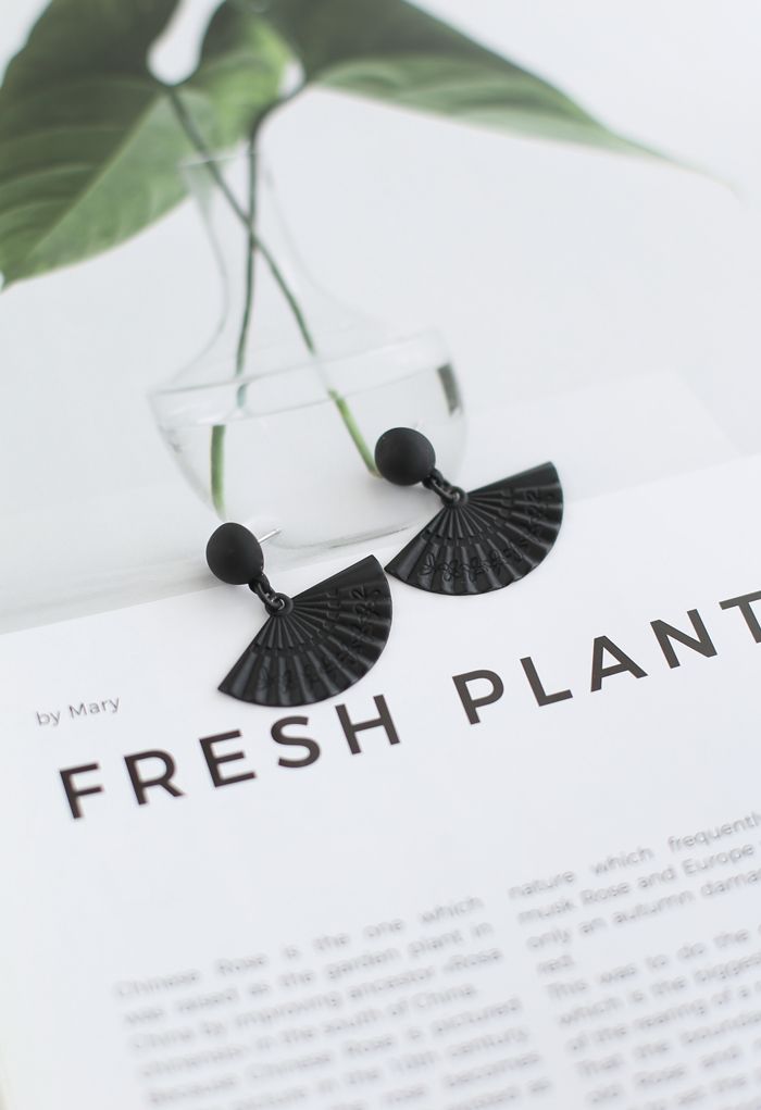 Black Folded Fan Earrings