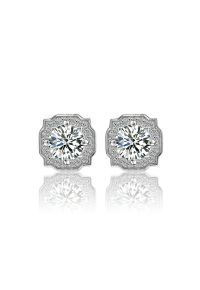 Pointed Edge Moissanite Diamond Earrings
