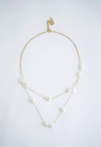 Coin Pearl Double-Layered Chain Necklace