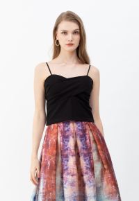 Cross Wrap Fitted Cami Top in Black