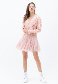 Ruffle Hem Mesh Tulle Mini Skirt in Pink