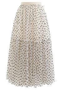Can't Let Go Dots Mesh Tulle Skirt in Cream