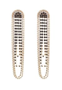 Gold Bead Diamond String Earrings
