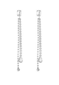 Geometric Rhinestone Tassel Dangle Earrings