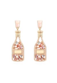 Pearl Trim Bottle Oil Spilling Earrings