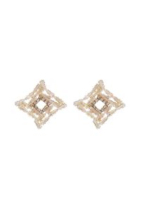 Irregular Hollow Square Shape Diamond Earrings