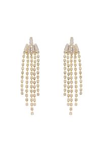 Gold Waterfall Diamond Tassel Drop Earrings