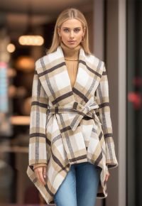 Prairie Check Rabato Coat in Light Tan