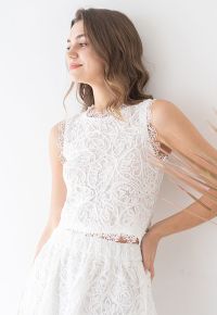 Diva Full Lace Crop Top in White