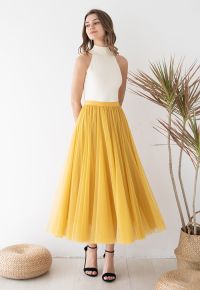 My Secret Garden Tulle Maxi Skirt in Yellow