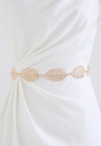 Golden Leaf-Shape Metal Chain Belt