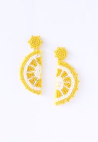 Half Lemon Beaded Earrings